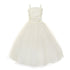 Big Girls Ivory Crinkled Bodice Floral Adorned Tulle Flower Girl Dress 8-16 - SophiasStyle.com